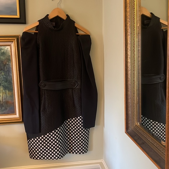 Emanuel Ungaro Paris Formal Dress Gown size 8/10/12 46 Black polka dot sleeve - Picture 9 of 13